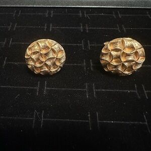 Swank Vintage Gold Tone Textured Cufflinks Men's Wedding Accessory